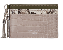 Jimmy Choo Umika Tassle Cardholder, Leather, Grey/Khaki, MII, DB/B, 3*